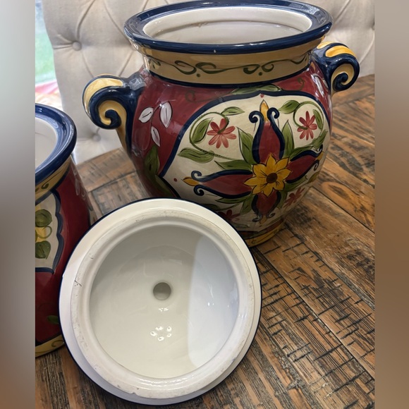 Pier 1 Vallarta Large Cookie Jar Canister With Handles - Picture 7 of 13